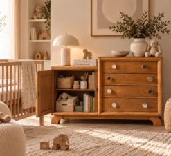 Commode asymétrique art déco chêne brut rénovée