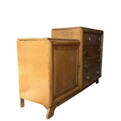 Commode asymétrique art déco chêne brut rénovée