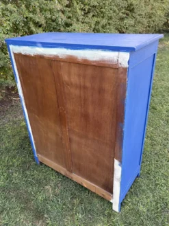 Commode bois peint bleu Majorelle