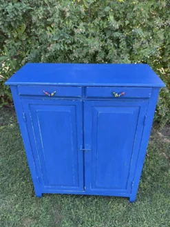 Commode bois peint bleu Majorelle
