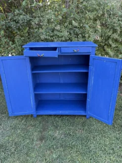 Commode bois peint bleu Majorelle