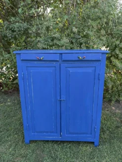 Commode bois peint bleu Majorelle