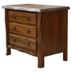 Commode brutaliste 3 tiroirs en orme par Aranjou, 1960