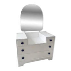 Commode buffet blanc asymétrique coiffeuse vintage