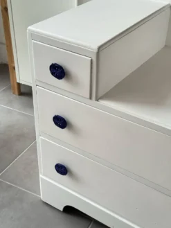 Commode buffet blanc asymétrique coiffeuse vintage