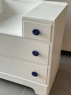 Commode buffet blanc asymétrique coiffeuse vintage
