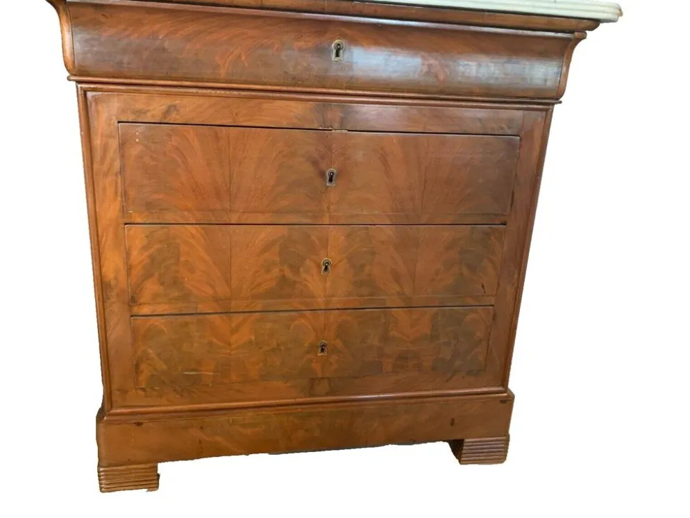 Commode coifeuse Louis Philippe en acajou et placage XIX siècle