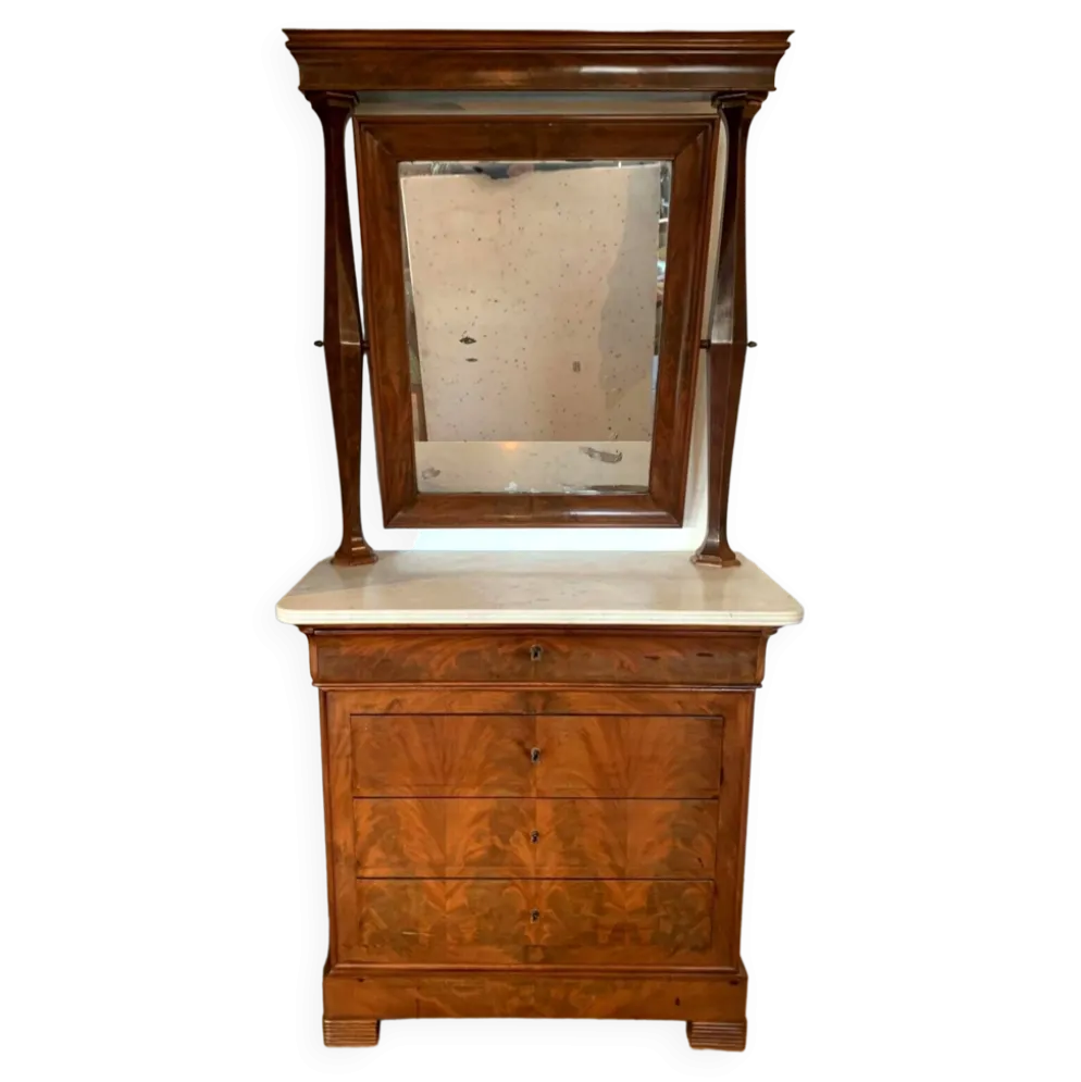 Commode coifeuse Louis Philippe en acajou et placage XIX siècle
