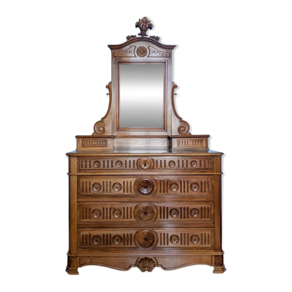 Commode coiffeuse en noyer fin 19ème siècle