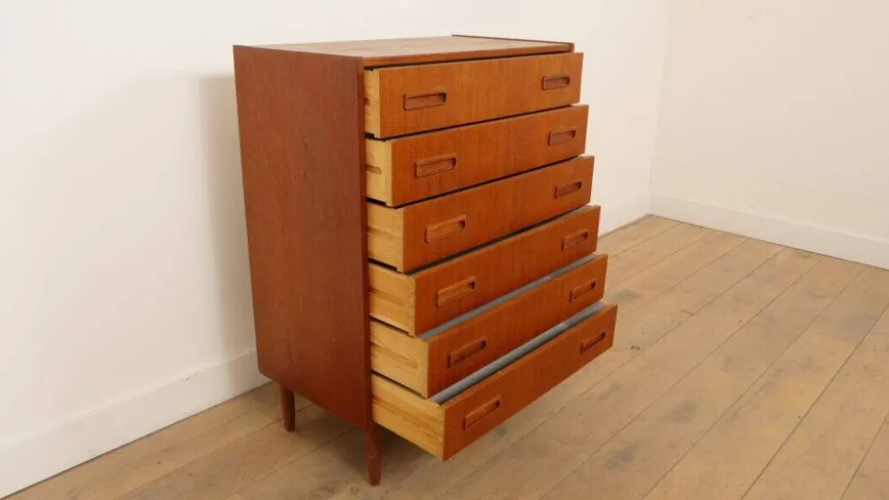 Commode danoise en teck, 6 tiroirs