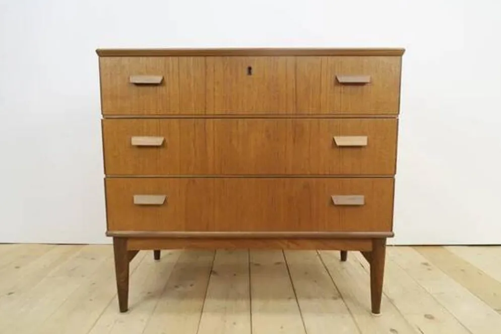 Commode danoise 3 tiroirs en teck, Danemark 1960
