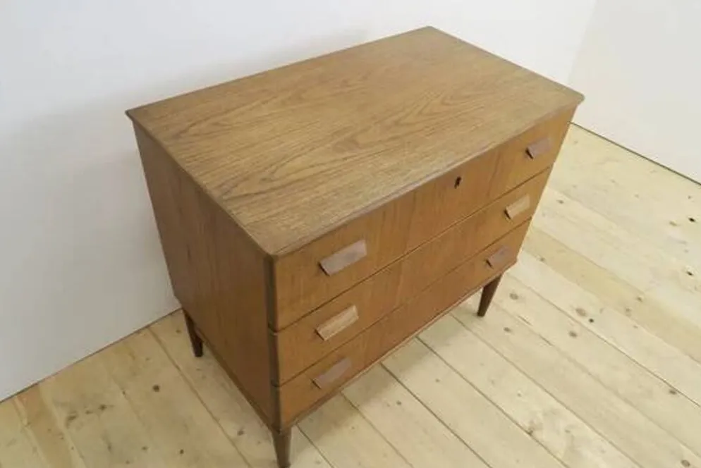 Commode danoise 3 tiroirs en teck, Danemark 1960