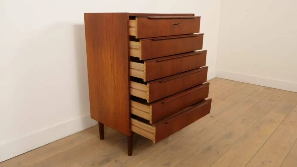 Commode danoise vintage | Teck | 6 tiroirs | 100 cm