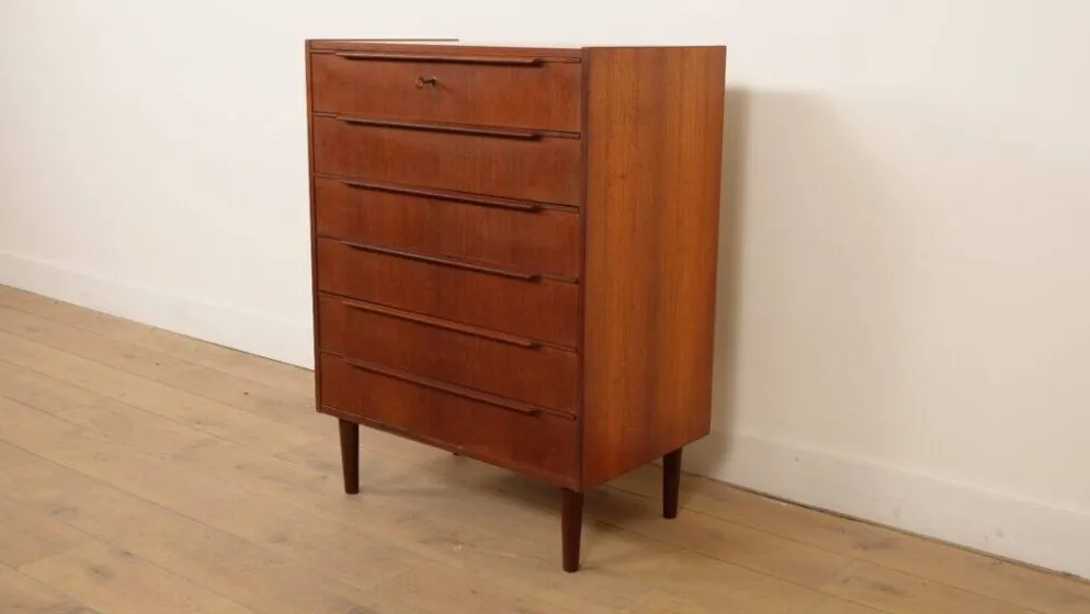Commode danoise vintage | Teck | 6 tiroirs | 100 cm