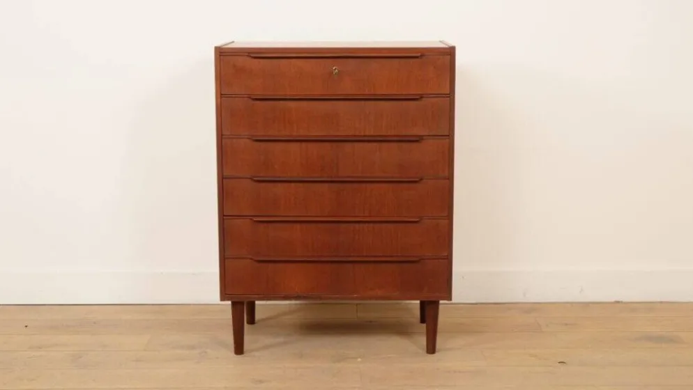 Commode danoise vintage | Teck | 6 tiroirs | 100 cm