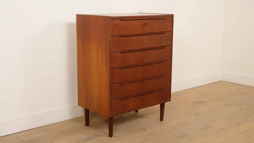 Commode danoise vintage | Teck | 6 tiroirs | 100 cm