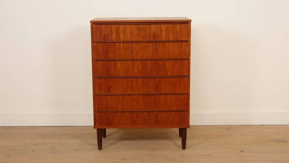 Commode danoise vintage | Teck | 6 tiroirs | 106 cm