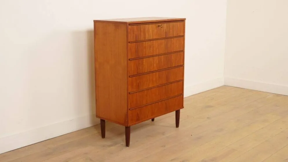 Commode danoise vintage | Teck | 6 tiroirs | 106 cm
