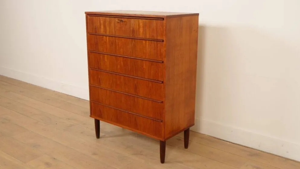 Commode danoise vintage | Teck | 6 tiroirs | 106 cm