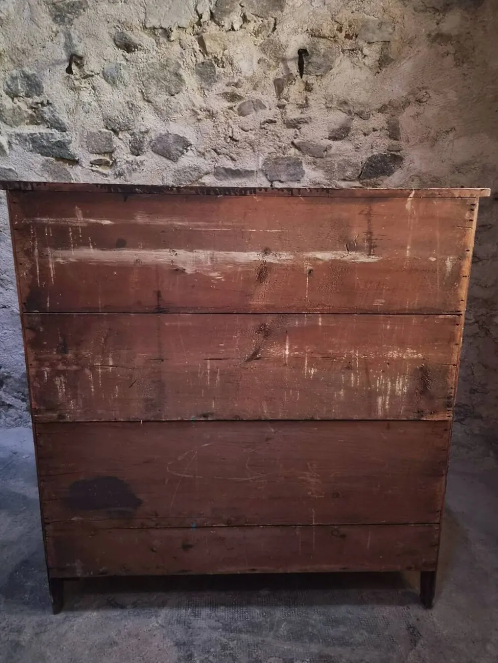 Commode de magasin peinte ancienne française, peuplier et pin, vers 1850–1900