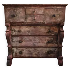 Commode de magasin peinte ancienne française, peuplier et pin, vers 1850–1900