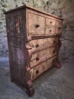 Commode de magasin peinte ancienne française, peuplier et pin, vers 1850–1900