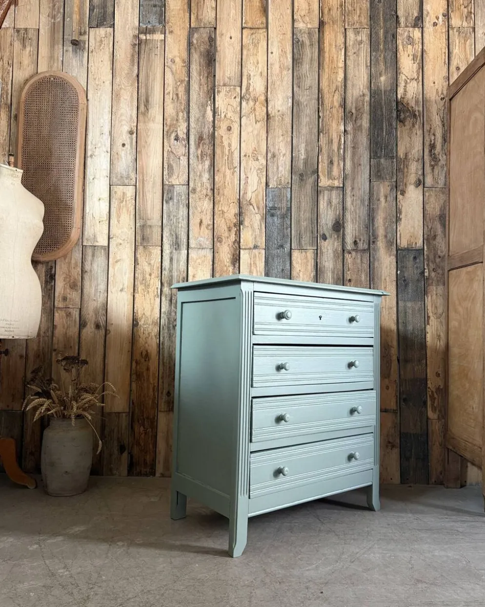 Commode de style Art Déco verte (rénovée)