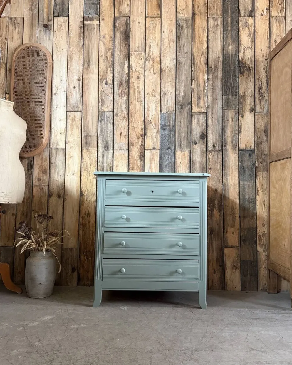 Commode de style Art Déco verte (rénovée)