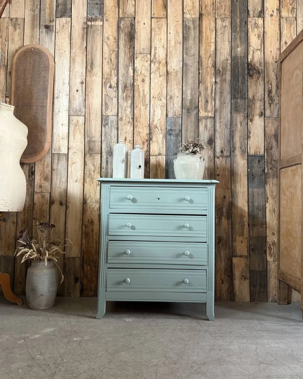 Commode de style Art Déco verte (rénovée)