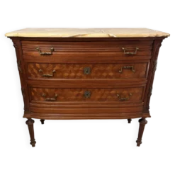 Commode de style Louis XVI en marqueterie – Dessus marbre