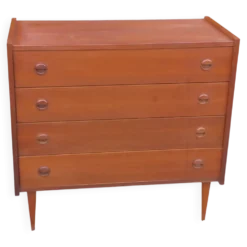 Commode de style scandinave en teck des années 70 4 tiroirs