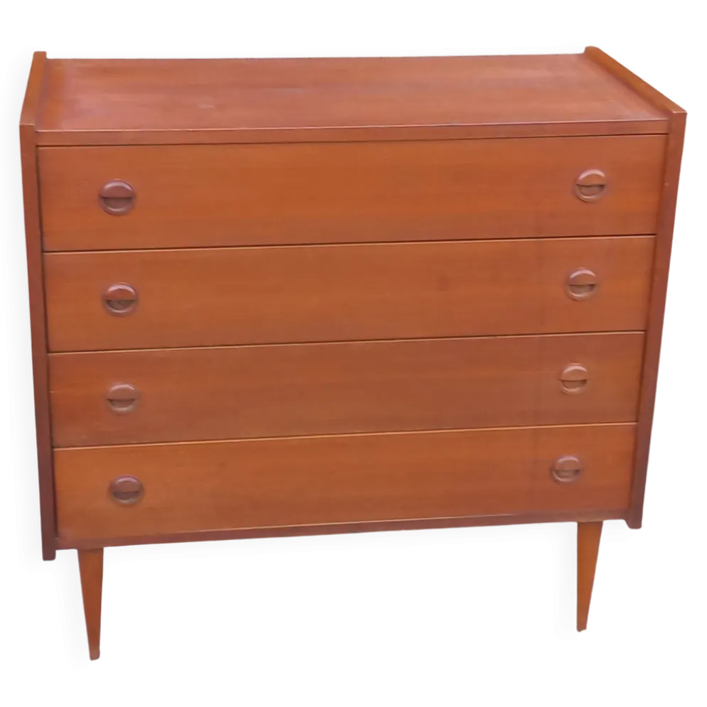 Commode de style scandinave en teck des années 70 4 tiroirs