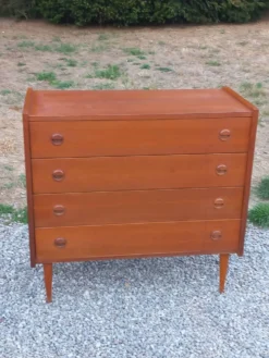 Commode de style scandinave en teck des années 70 4 tiroirs