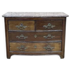 Commode d'époque Régence en amarante et dessus marbre XVIIIème
