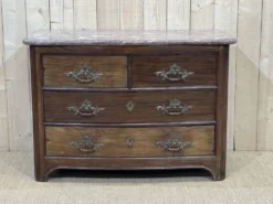Commode d'époque Régence en amarante et dessus marbre XVIIIème