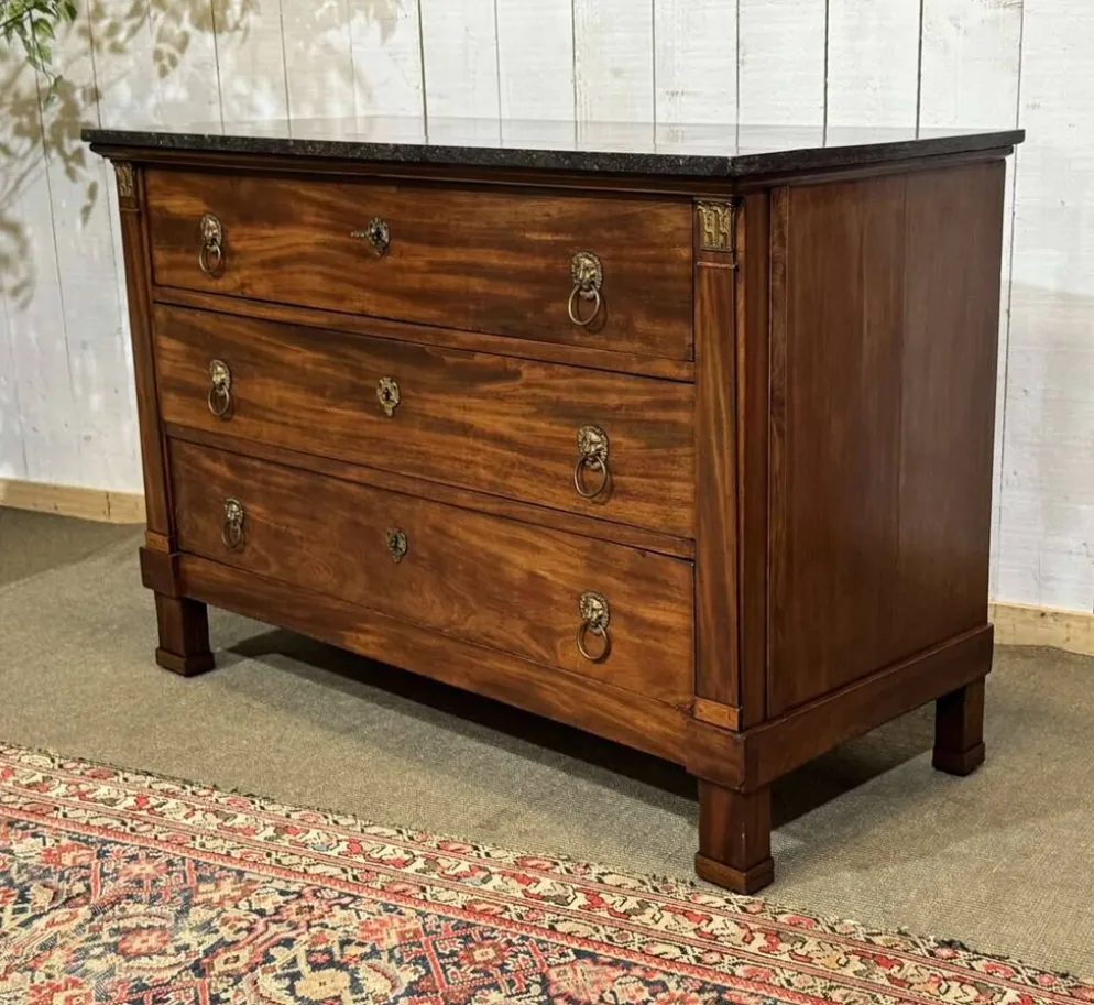 Commode Empire en acajou et dessus marbre XIXème