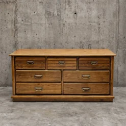 Commode en bois de chêne avec 7 tiroirs par Florida Furniture Industries / années 1980 /
