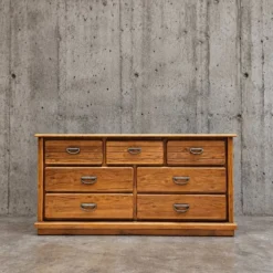 Commode en bois de chêne avec 7 tiroirs par Florida Furniture Industries / années 1980 /
