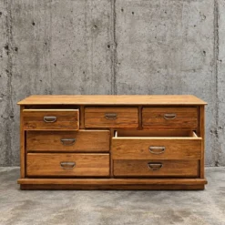 Commode en bois de chêne avec 7 tiroirs par Florida Furniture Industries / années 1980 /