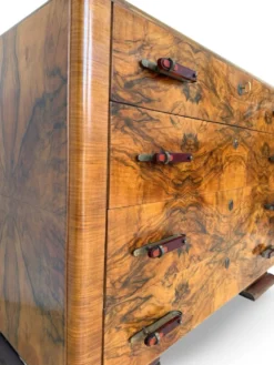 Commode en noyer burl art déco italien, années 1940