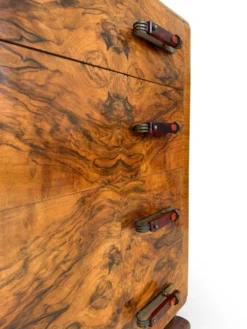 Commode en noyer burl art déco italien, années 1940