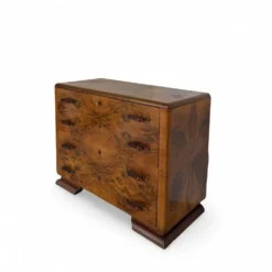 Commode en noyer burl art déco italien, années 1940