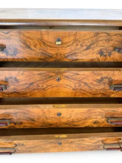 Commode en noyer burl art déco italien, années 1940