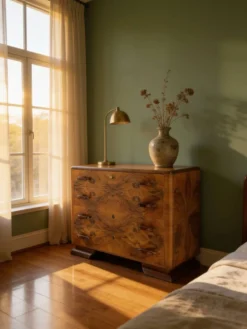 Commode en noyer burl art déco italien, années 1940