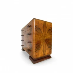 Commode en noyer burl art déco italien, années 1940