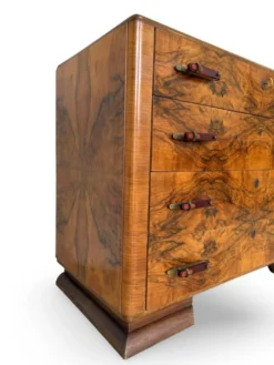 Commode en noyer burl art déco italien, années 1940
