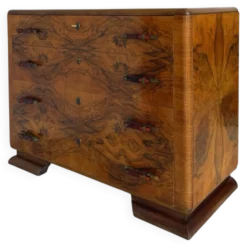 Commode en noyer burl art déco italien, années 1940