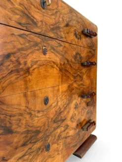 Commode en noyer burl art déco italien, années 1940