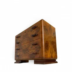 Commode en noyer burl art déco italien, années 1940