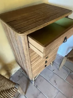 Commode en rotin, années 60